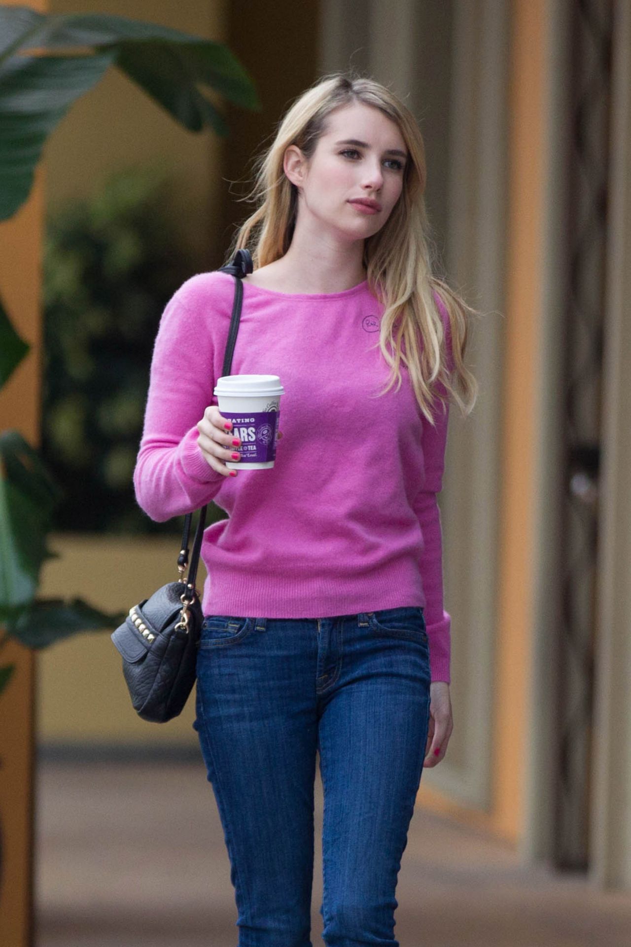 Emma Roberts Street Style Grabs A Coffee To Go In Los Angeles