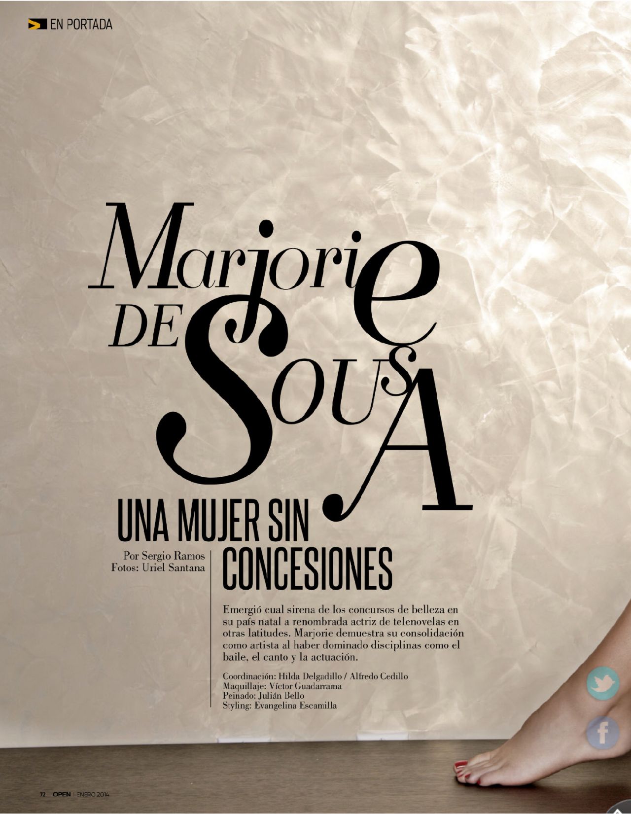 Marjorie de Sousa - OPEN Magazine (Mexico) - January 2014 Issue