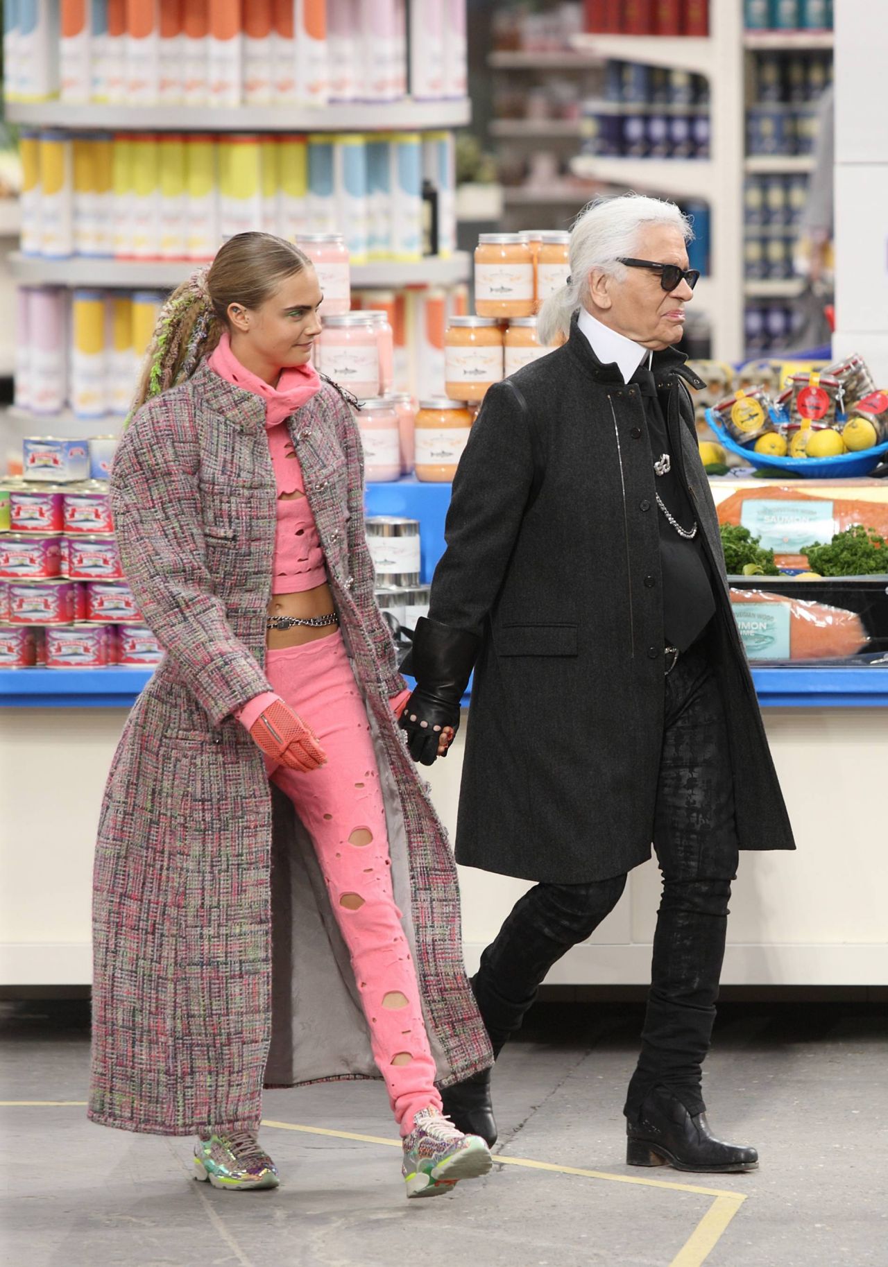 Cara Delevingne and Karl Lagerfeld - Chanel Fashion Show in Paris