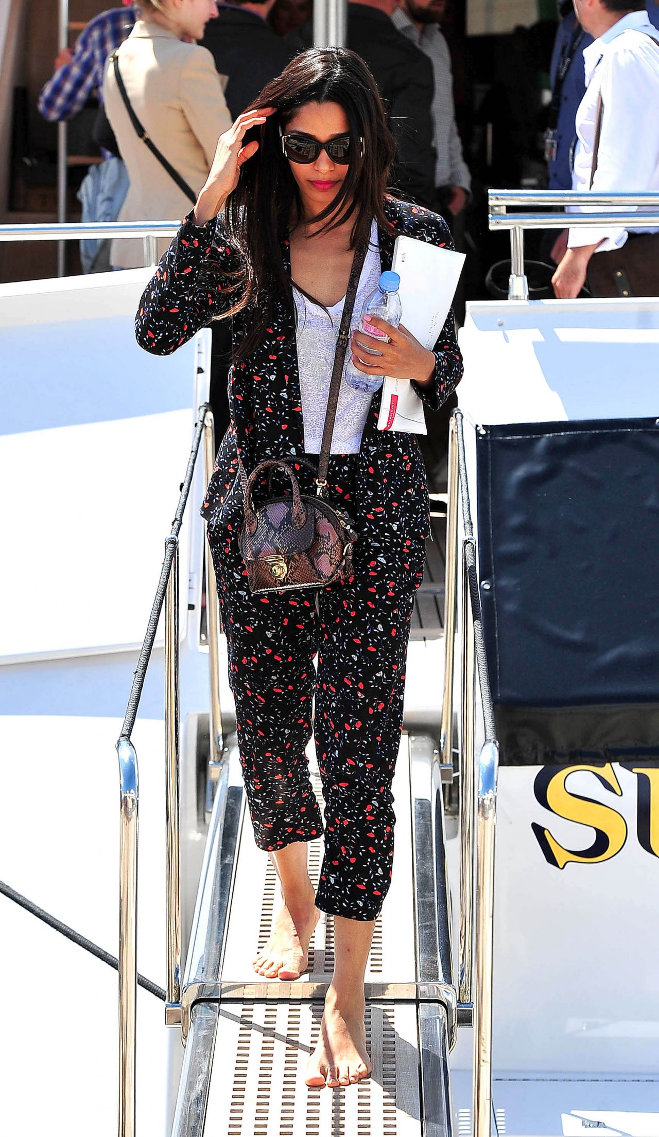 Freida Pinto – Exiting Yacht at Cannes VIP Port – 2014 Cannes Film 