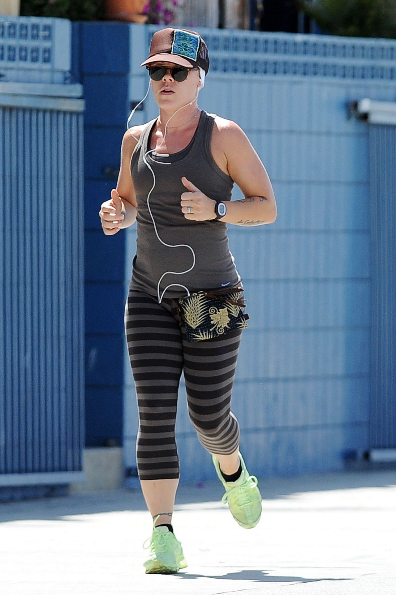 Pink (Alecia Moore) in Tights - Jogging in Santa Monica - May 2014