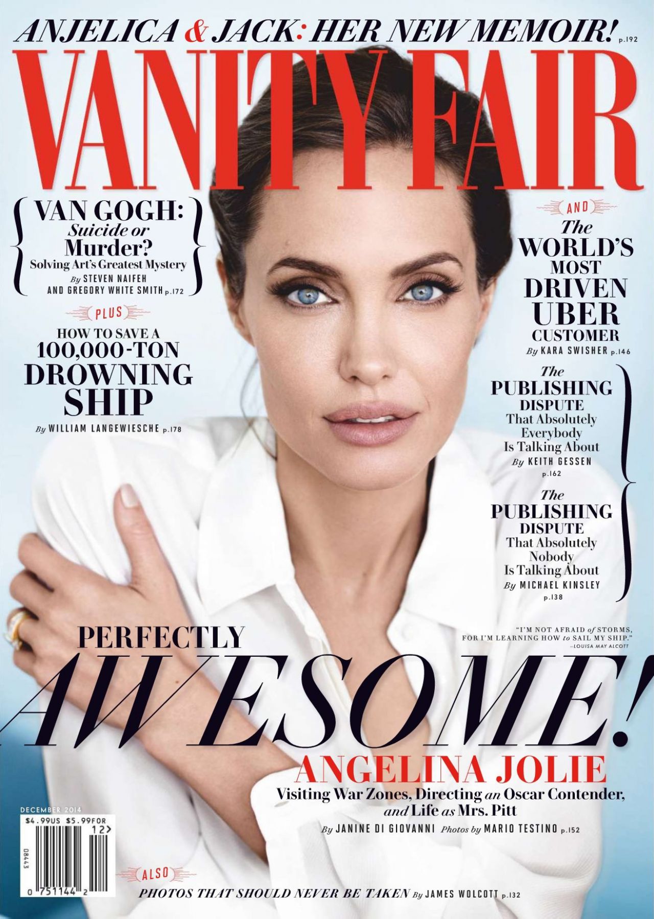 Editorial Angelina Jolie For Vanity Fair Magazine December 2014 Art 