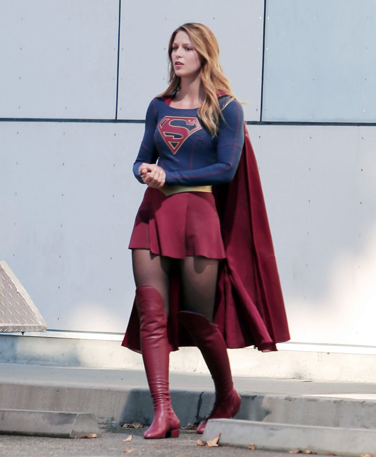 Melissa Benoist Supergirl Set Photos In Los Angeles July
