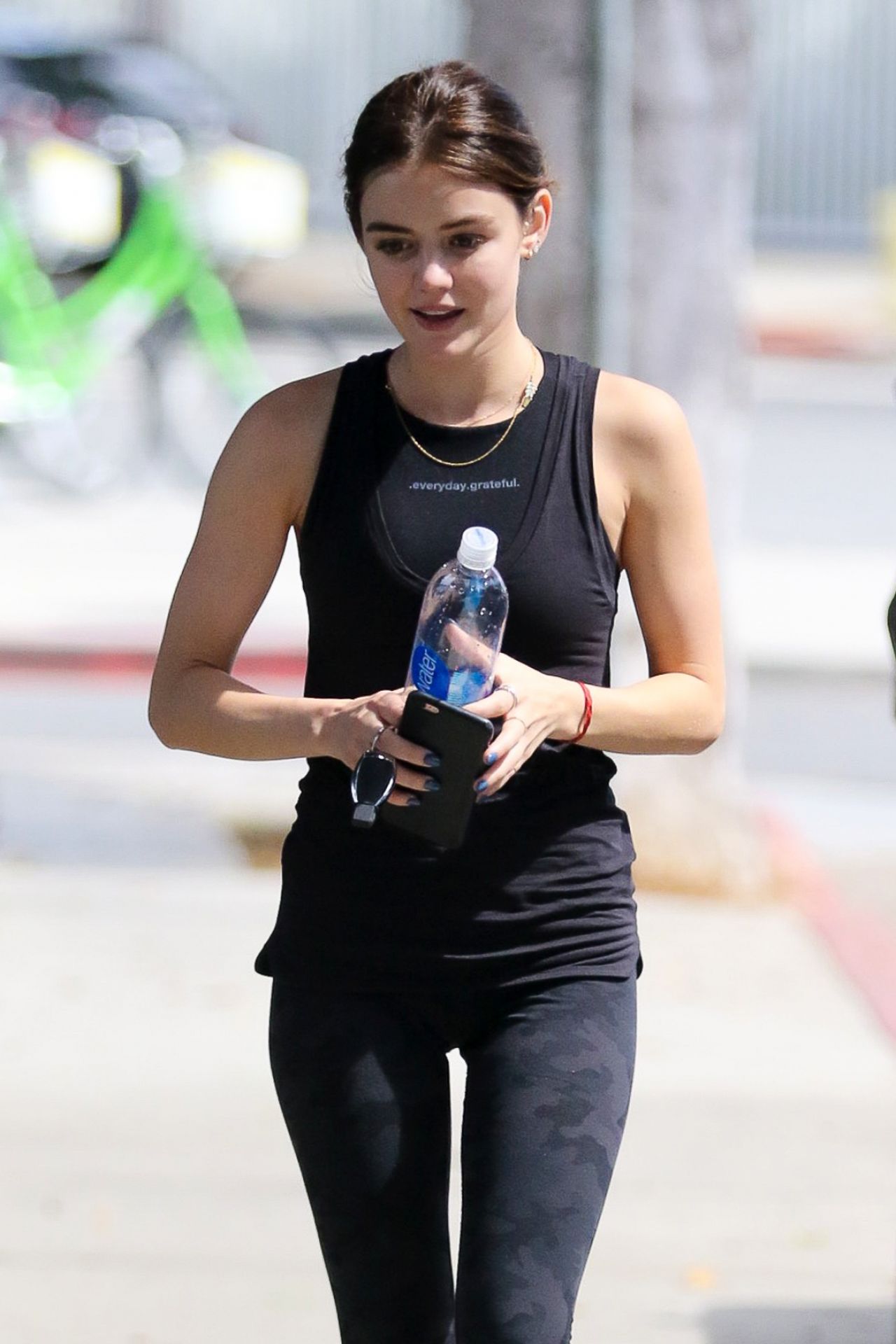 Lucy Hale in Tights - Arriving at a Gym in Los Angeles 9/27/ 2016