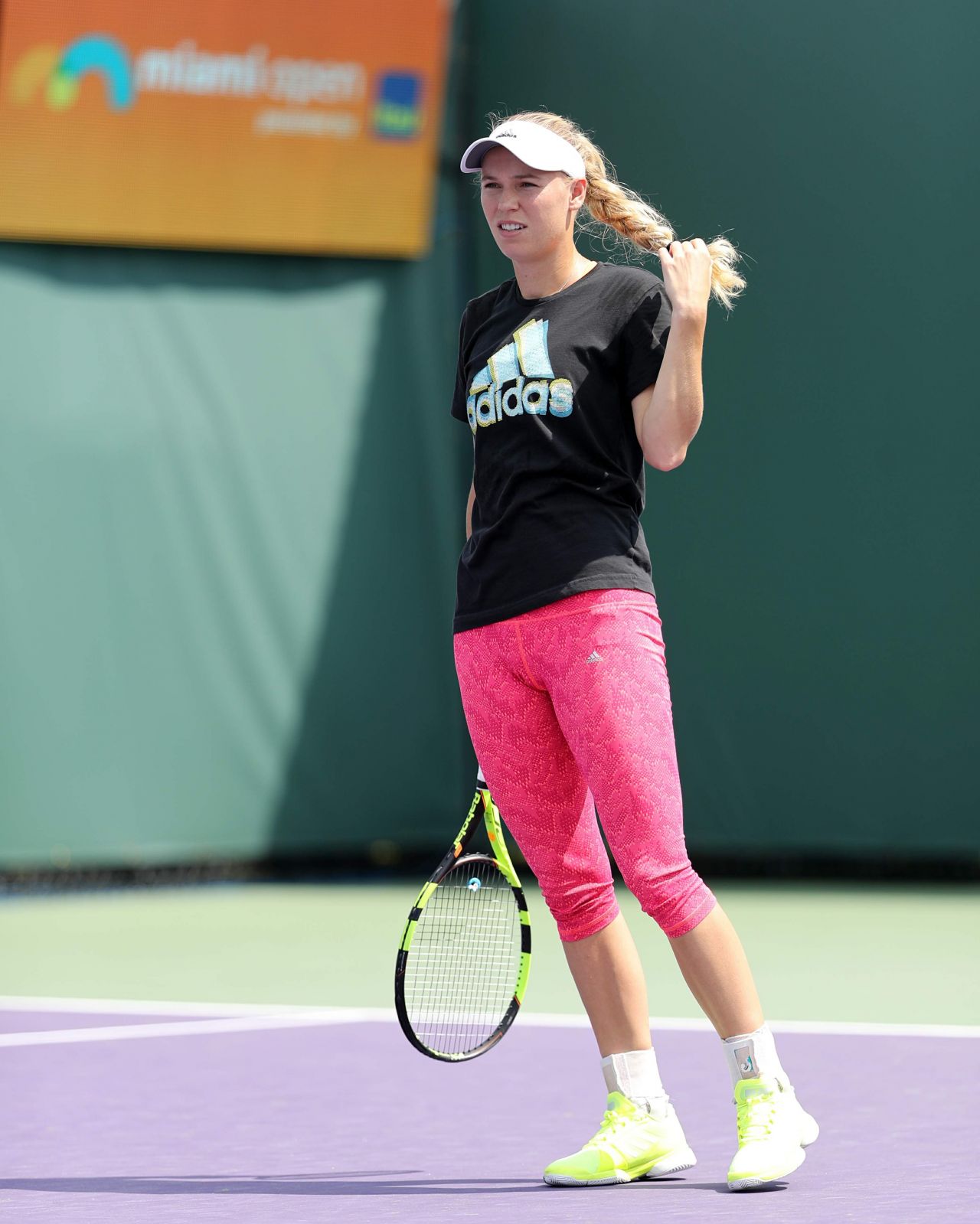 Caroline Wozniacki On The Practice Court - Miami Open in Key Biscayne 3