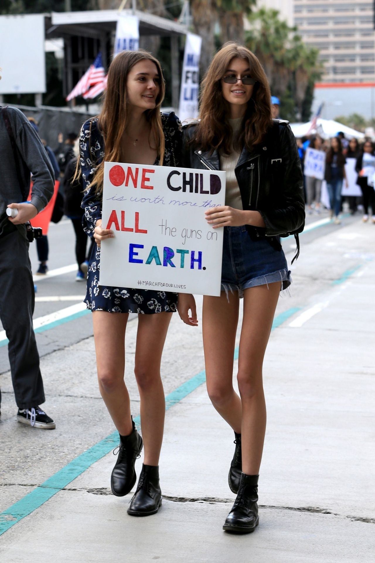 Kaia Gerber and Charlotte Lawrence – Meet Up at the Anti-Gun “March For