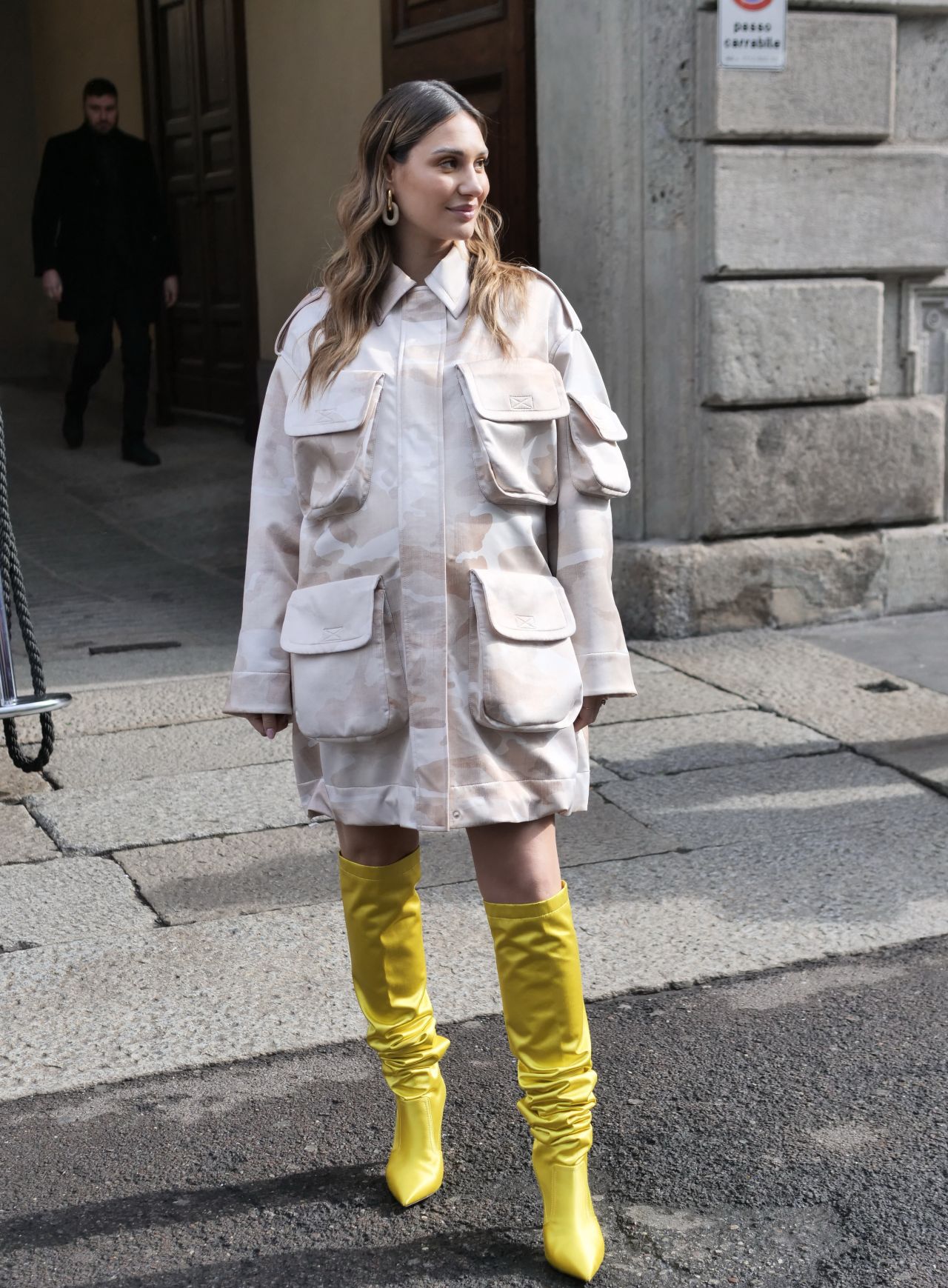 Beatrice Valli Arriving At Ermanno Scervino Fashion Show In Milan