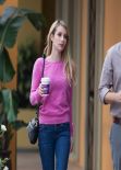 Emma Roberts Street Style - Grabs a Coffee To Go in Los Angeles