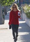 Kaley Cuoco Street Style - in a Red Sweater
