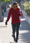 Kaley Cuoco Street Style - in a Red Sweater