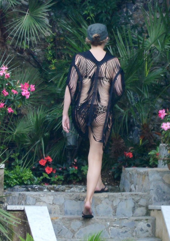 Kylie Minogue leopard print swimsuit