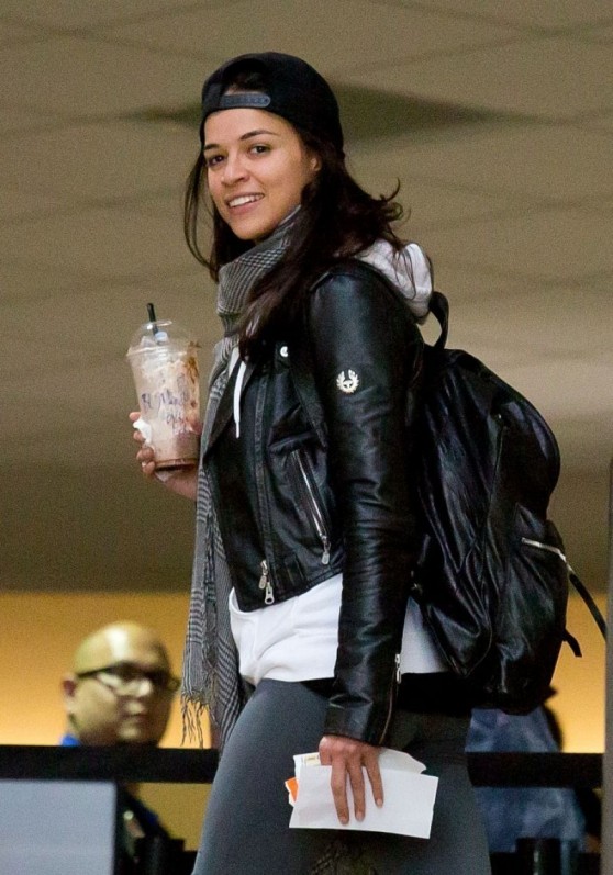 Michelle Rodriguez Street Style - Departing On A Flight At LAX 