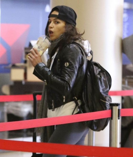 Michelle Rodriguez Street Style - Departing On A Flight At LAX 