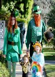 Alyson Hannigan Celebrates Halloween as she Strolls in Brentwood With Her Family