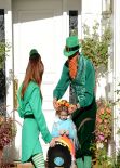 Alyson Hannigan Celebrates Halloween as she Strolls in Brentwood With Her Family