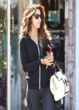 Eva Longoria Street Style - in Tights - Out in Los Angeles