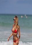 Laura Cremaschi in a Red Triangle Top Bikini -  Miami Beach November 2013