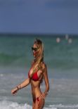 Laura Cremaschi in a Red Triangle Top Bikini -  Miami Beach November 2013