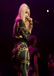 Nicki Minaj in Skintight Printed Jumpsuit at Power105.1