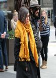 Nikki Reed in a Big Yellow Scarf - Out in New York City