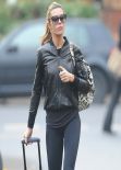Abbey Clancy Street Style - in Tight Navy Blue Leggings Leaving "Strictly Come Dancing judges" - December 2013