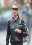 Abbey Clancy Street Style - in Tight Navy Blue Leggings Leaving "Strictly Come Dancing judges" - December 2013