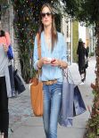 Alessandra Ambrosio Street Style - in Skinny Jeans Out for Shopping West Hollywood