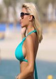 Billie Faiers in a Turquoise Bikini - Beach in Dubai - November 2013