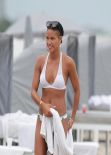 Cassie Ventura in a White Bikini in Miami Beach - July 2013