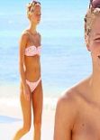 Erin Heatherton in a Pink Floral Bikini - Barbados December 2013