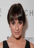 Lea Michele in a Flesh-Baring Black Frock at Switch Boutique - Los Angeles December 2013
