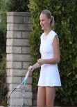 Malin Akerman in White Tennis Dress - On 