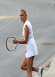 Malin Akerman in White Tennis Dress - On 