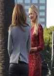 Maria Menounos and Candice Swanepoel - on the Set of EXTRA in Universal City - Dec. 2013