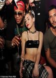 Miley Cyrus Night Out Style - Hosting a Party at LIV Nightclub at Fontainebleau - Miami Beach December 2013