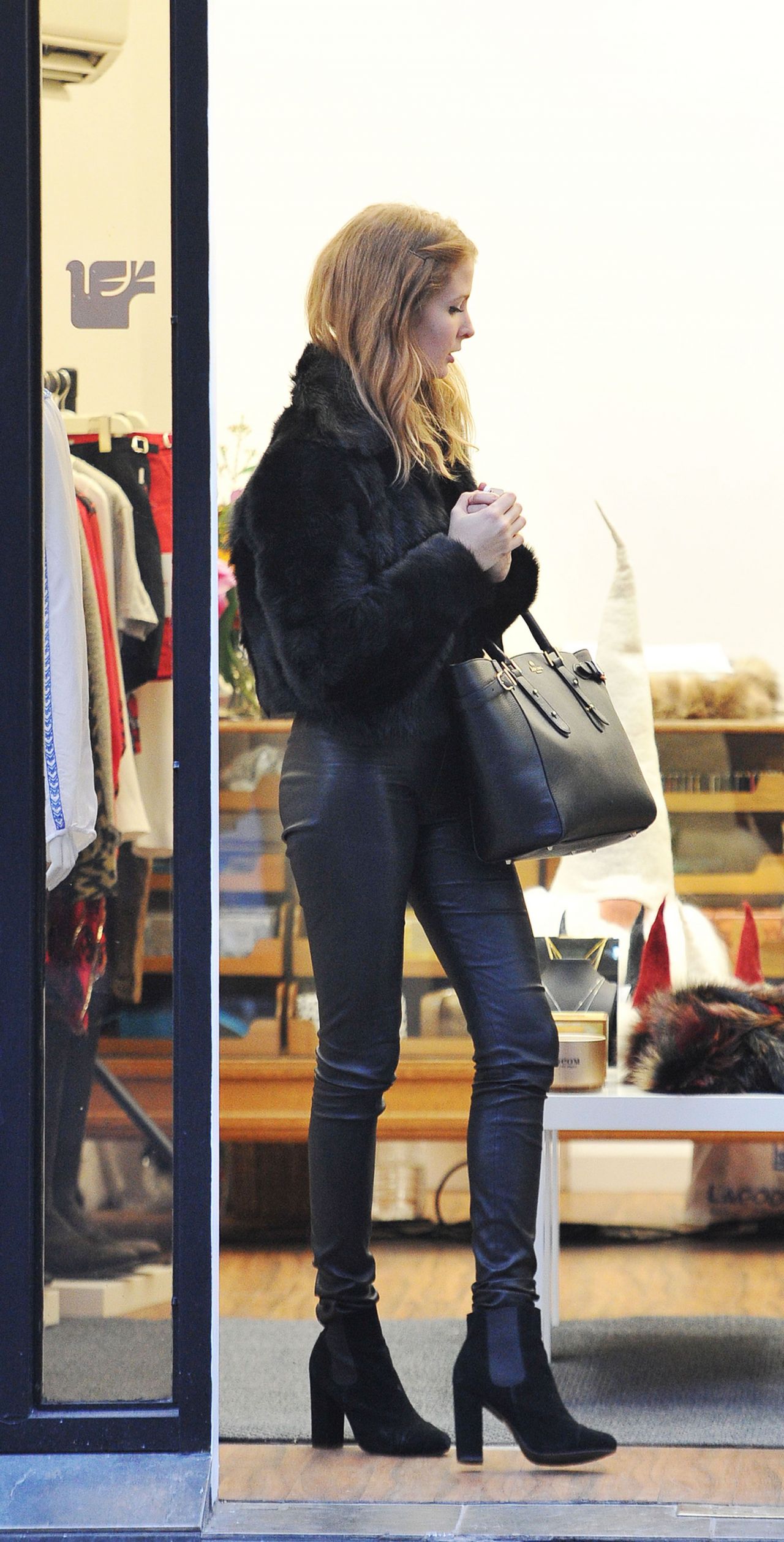 Millie Mackintosh Street Style - Out in Leather Pants in Chelsea ...