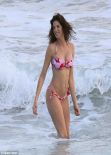 Stephanie Seymour in a Floral Bikini - St Barts December 25, 2013