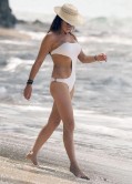 Lizzie Cundy in White Swimsuit - Beach in Barbados