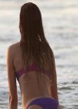 Anastasia Ashley Surfing in Bikini - Beach in Los Angeles, January 2014
