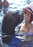 Kourtney Kardashian Bikini Candids - Rides a Sea Lion in Mexico, January 2014