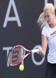Kristina Mladenovic - Professional French/Serbian Tennis Player Practice Session in Hobart - Jan. 2014
