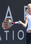 Kristina Mladenovic - Professional French/Serbian Tennis Player Practice Session in Hobart - Jan. 2014