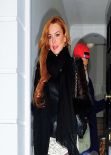 Lindsay Lohan in Mini Skirt Night Out in London - January 2014