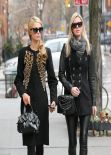 Paris Hilton & Nicky Hilton Street Style - Meat Packing District In NY, January 2014