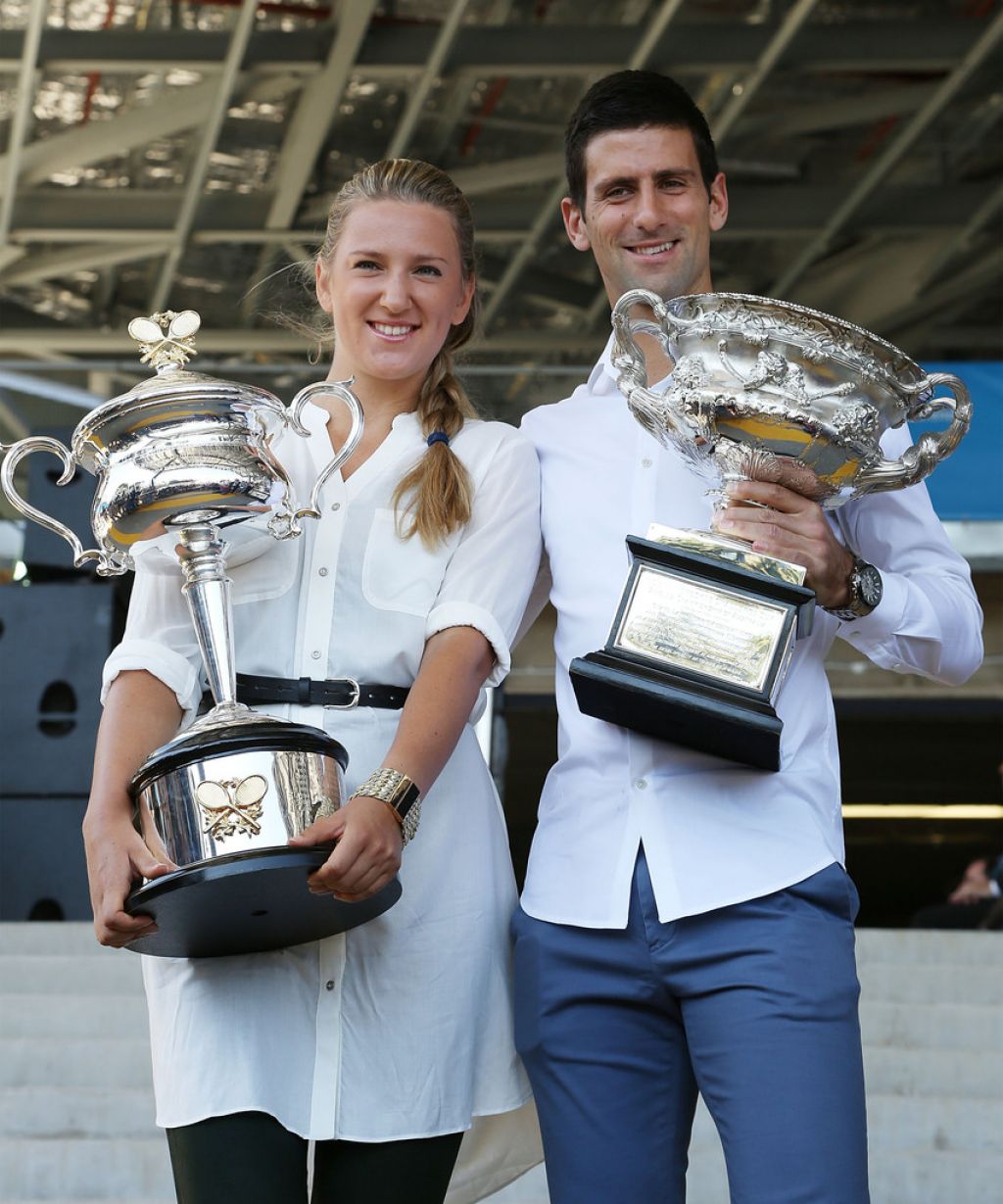Victoria Azarenka And Novak Djokovic 2014 Australian Open Official Draw In Melbourne Celebmafia