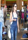 Alessandra Ambrosio in Denim Suspenders - Shopping in Santa Monica - February 2014