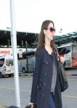 Alison Brie Street Style - Bus Station in Milan - Italy, Feb. 2014