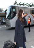 Alison Brie Street Style - Bus Station in Milan - Italy, Feb. 2014