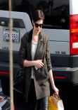Anne Hathaway Street Style - Brentwood, February 2014