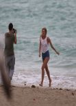Candice Swanepoel Photoshoot Candids - Miami, February 2014